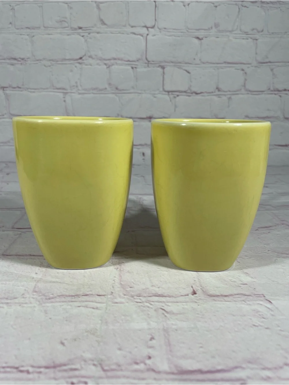 IKEA 365+ Susan Pryke Yellow 10oz Stoneware Mugs Portugal Set of 2